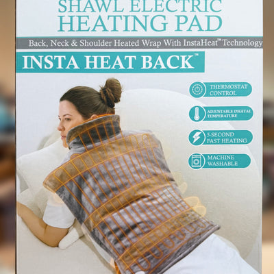 INSTA HEAT BACK Fast Heating, Soft Micro-Plush, Long Power Cord,  Provides Muscle Relief.